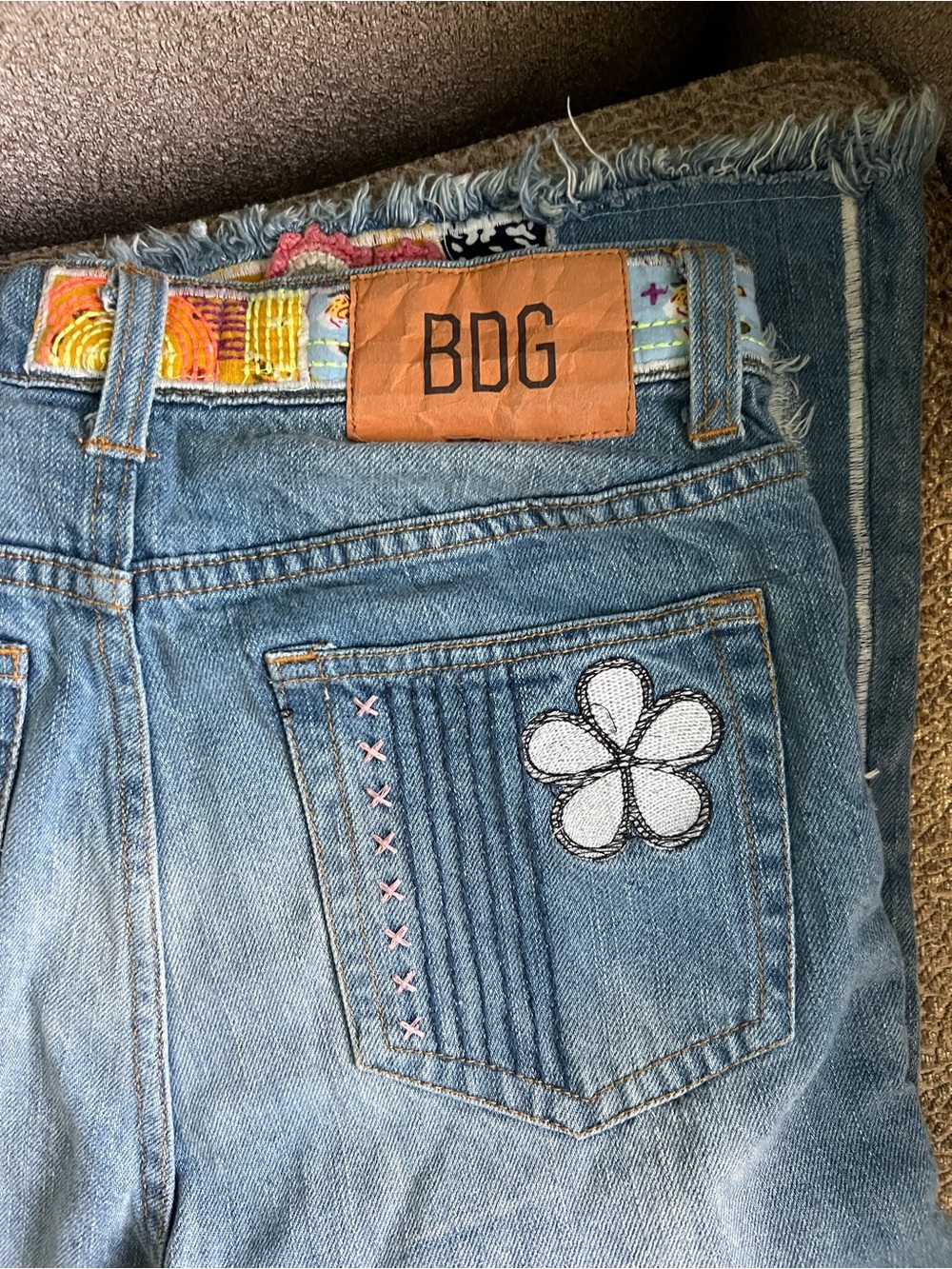 BDG Blue Patchwork Straight-Leg Jeans with Embroidered Accents - Picture 4 of 12